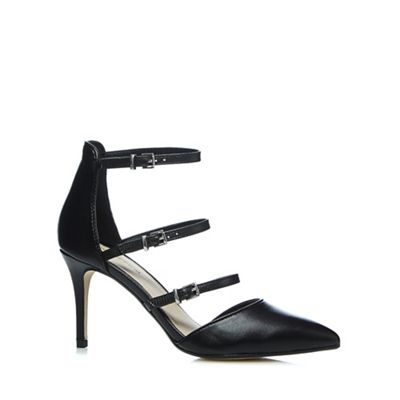 Red Herring Black three buckle high court shoes